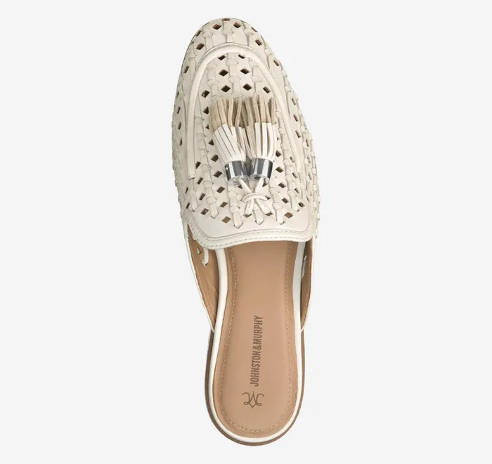 JohnstonandMurphy Mules and Loafers Ali Woven Tassel Mule Bone Glove Leather 8211 Women JohnstonandMurphy Mules and Loafers Ali Woven Tassel Mule Bone Glove Leather 8211 Women