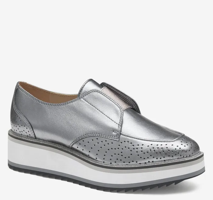 JohnstonandMurphy Mules and Loafers Gracelyn Gore Oxford Pewter Metallic Italian Sheepskin 8211 Women JohnstonandMurphy Mules and Loafers Gracelyn Gore Oxford Pewter Metallic Italian Sheepskin 8211 Women