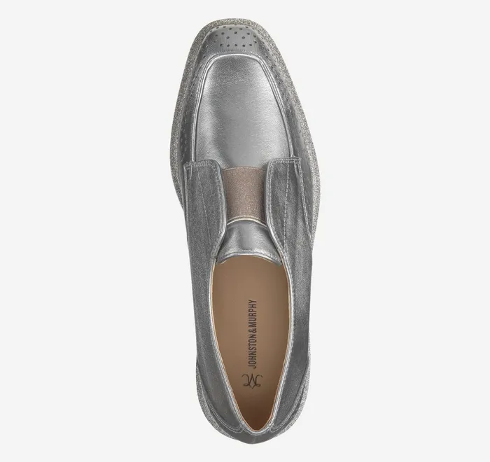 JohnstonandMurphy Mules and Loafers Gracelyn Gore Oxford Pewter Metallic Italian Sheepskin 8211 Women JohnstonandMurphy Mules and Loafers Gracelyn Gore Oxford Pewter Metallic Italian Sheepskin 8211 Women