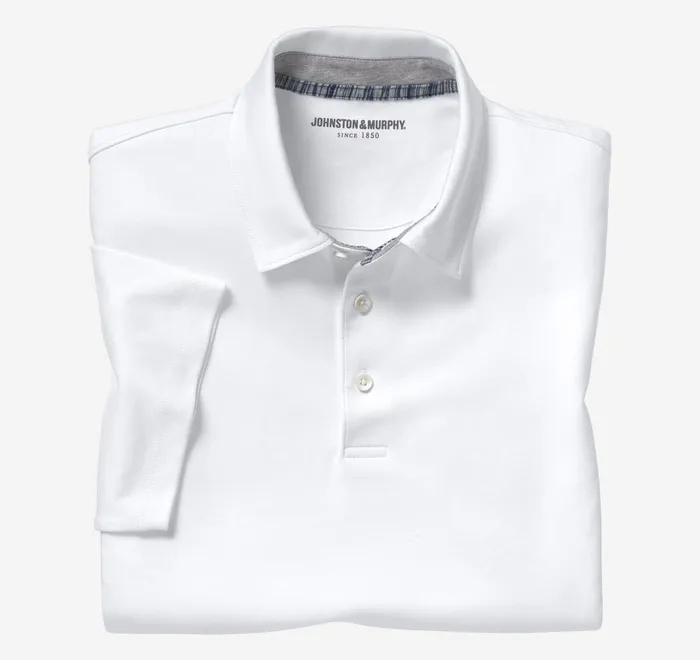 JohnstonandMurphy Polos and Tees Liquid Cotton Polo White 8211 Men