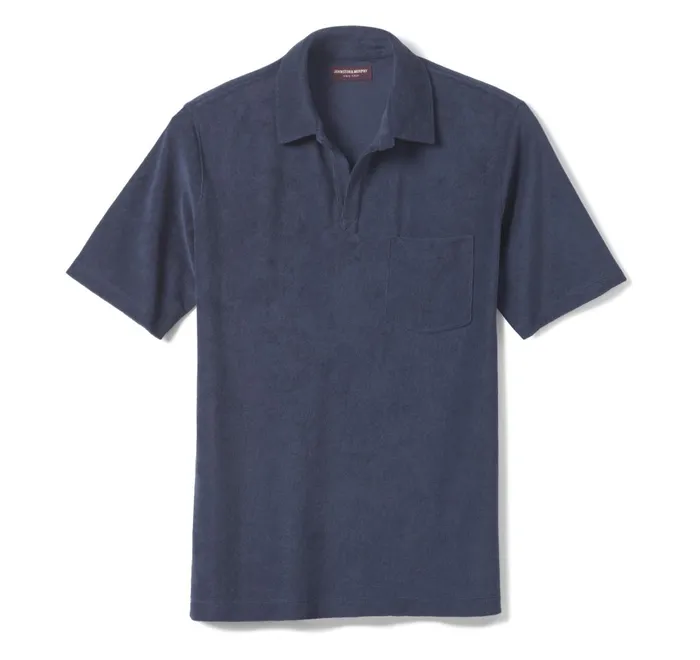 JohnstonandMurphy Polos and Tees Terry Open Collar Polo Navy 8211 Men JohnstonandMurphy Polos and Tees Terry Open Collar Polo Navy 8211 Men