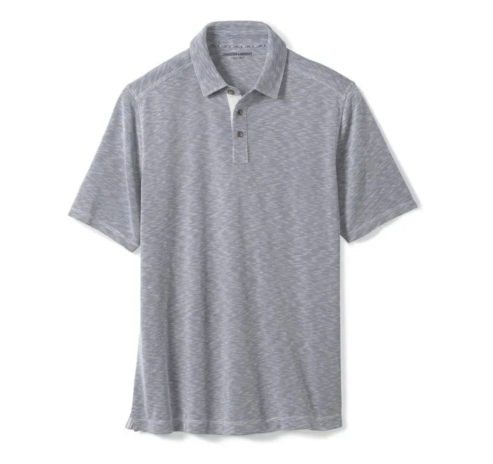 JohnstonandMurphy Polos and Tees Vintage Slub Polo Indigo 8211 Men JohnstonandMurphy Polos and Tees Vintage Slub Polo Indigo 8211 Men