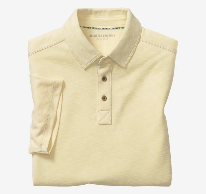 JohnstonandMurphy Polos and Tees Vintage Slub Polo Light Yellow 8211 Men