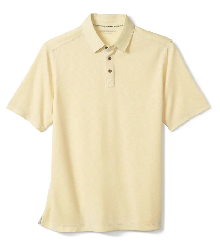 JohnstonandMurphy Polos and Tees Vintage Slub Polo Light Yellow 8211 Men JohnstonandMurphy Polos and Tees Vintage Slub Polo Light Yellow 8211 Men