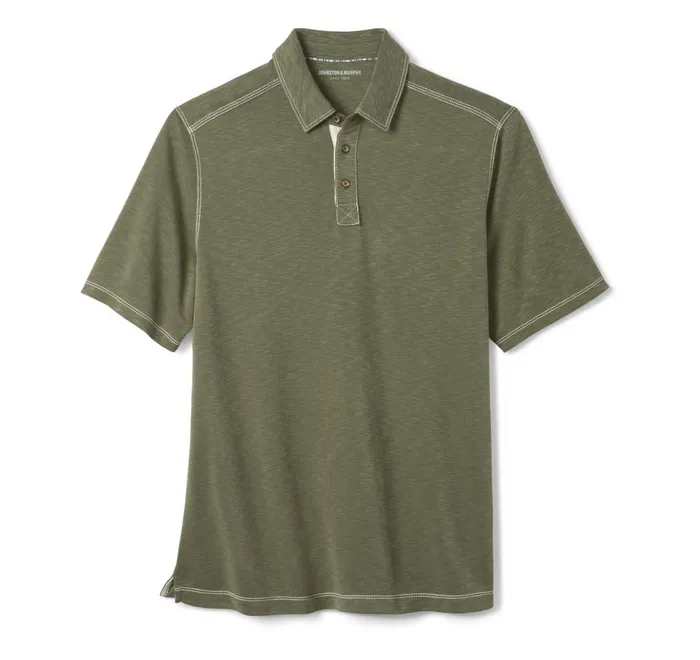 JohnstonandMurphy Polos and Tees Vintage Slub Polo Olive 8211 Men JohnstonandMurphy Polos and Tees Vintage Slub Polo Olive 8211 Men