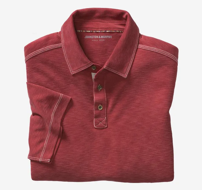 JohnstonandMurphy Polos and Tees Vintage Slub Polo Red 8211 Men