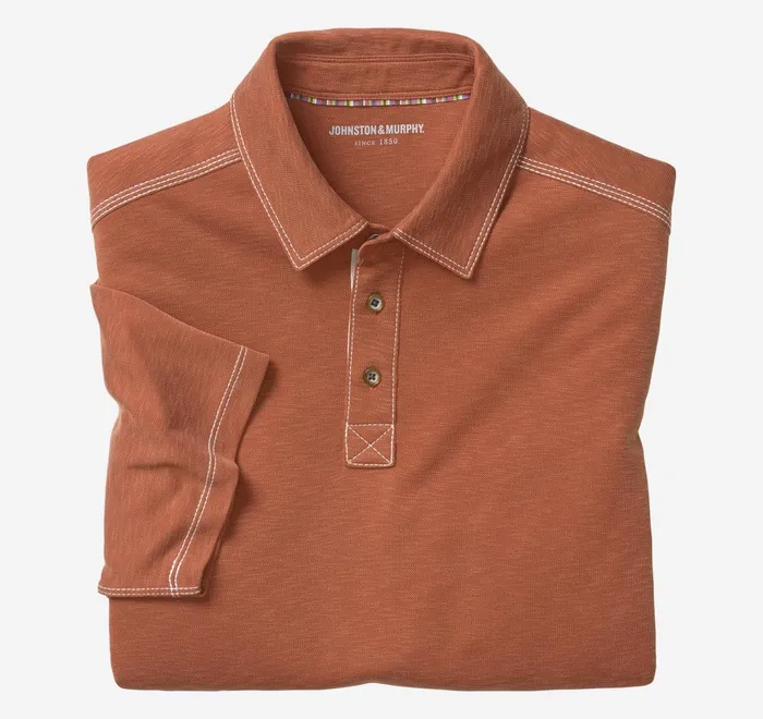 JohnstonandMurphy Polos and Tees Vintage Slub Polo Rust 8211 Men