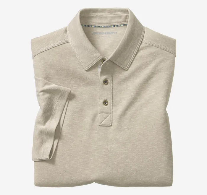 JohnstonandMurphy Polos and Tees Vintage Slub Polo Stone 8211 Men