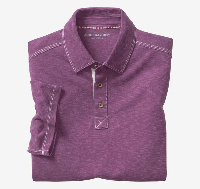 JohnstonandMurphy Polos and Tees Vintage Slub Polo Wine 8211 Men