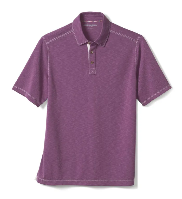 JohnstonandMurphy Polos and Tees Vintage Slub Polo Wine 8211 Men JohnstonandMurphy Polos and Tees Vintage Slub Polo Wine 8211 Men