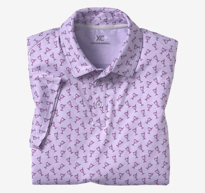 JohnstonandMurphy Polos and Tees Xc4 Performance Polo Lavender Tonal Cocktail 8211 Men JohnstonandMurphy Polos and Tees Xc4 Performance Polo Lavender Tonal Cocktail 8211 Men