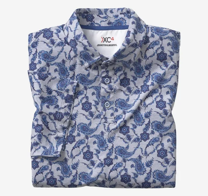 JohnstonandMurphy Polos and Tees Xc4 Performance Polo Navy Paisley 8211 Men JohnstonandMurphy Polos and Tees Xc4 Performance Polo Navy Paisley 8211 Men