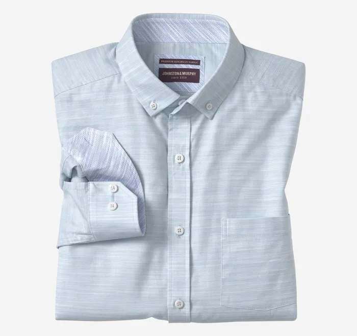 JohnstonandMurphy Shirts ButtonCollar Premium Cotton Shirt Mint Striated Oxford 8211 Men JohnstonandMurphy Shirts ButtonCollar Premium Cotton Shirt Mint Striated Oxford 8211 Men
