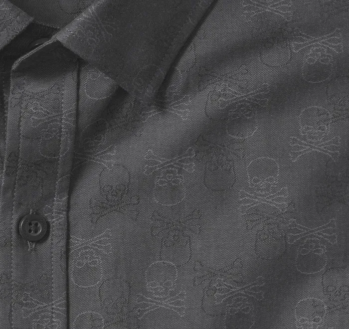 JohnstonandMurphy Shirts LongSleeve Jacquard Shirt Black Skull 8211 Men JohnstonandMurphy Shirts LongSleeve Jacquard Shirt Black Skull 8211 Men