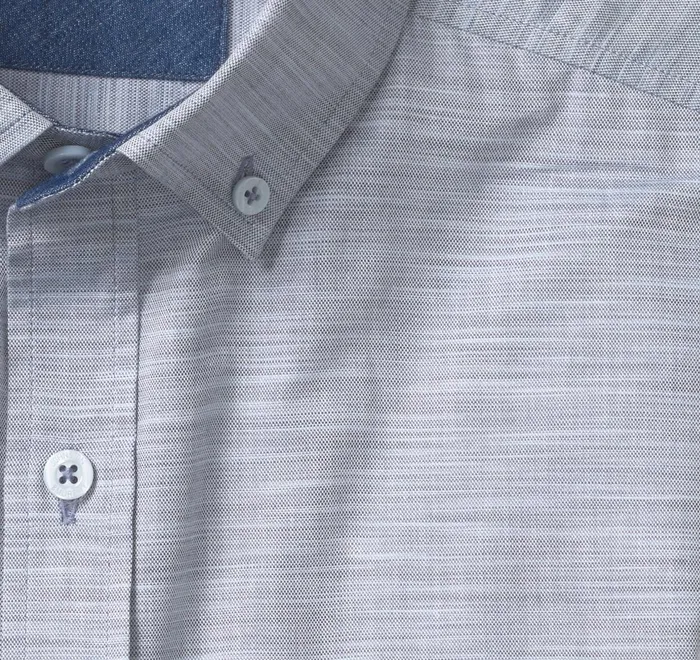 JohnstonandMurphy Shirts LongSleeve Twill Checked Shirt Bluegray Striated Oxford 8211 Men JohnstonandMurphy Shirts LongSleeve Twill Checked Shirt Bluegray Striated Oxford 8211 Men