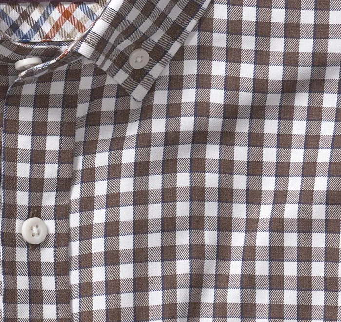 JohnstonandMurphy Shirts LongSleeve Twill Checked Shirt Brown Border Gingham 8211 Men JohnstonandMurphy Shirts LongSleeve Twill Checked Shirt Brown Border Gingham 8211 Men