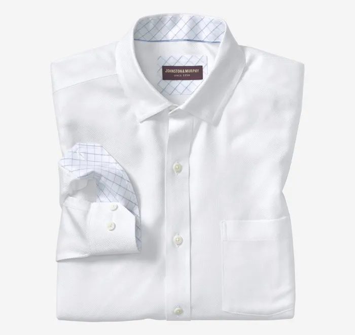 JohnstonandMurphy Shirts NonIron Dress Shirt White Solid Birdseye 8211 Men