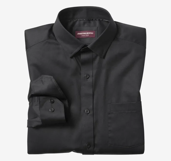 JohnstonandMurphy Shirts Premium Cotton Shirts Black Sateen Poplin 8211 Men