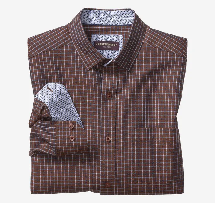 JohnstonandMurphy Shirts Premium Cotton Shirts Rust Twill Windowpane 8211 Men JohnstonandMurphy Shirts Premium Cotton Shirts Rust Twill Windowpane 8211 Men