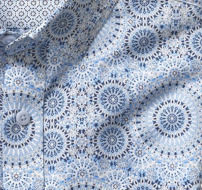 JohnstonandMurphy Shirts Printed Cotton Shirt Blue Kaleidoscope 8211 Men JohnstonandMurphy Shirts Printed Cotton Shirt Blue Kaleidoscope 8211 Men