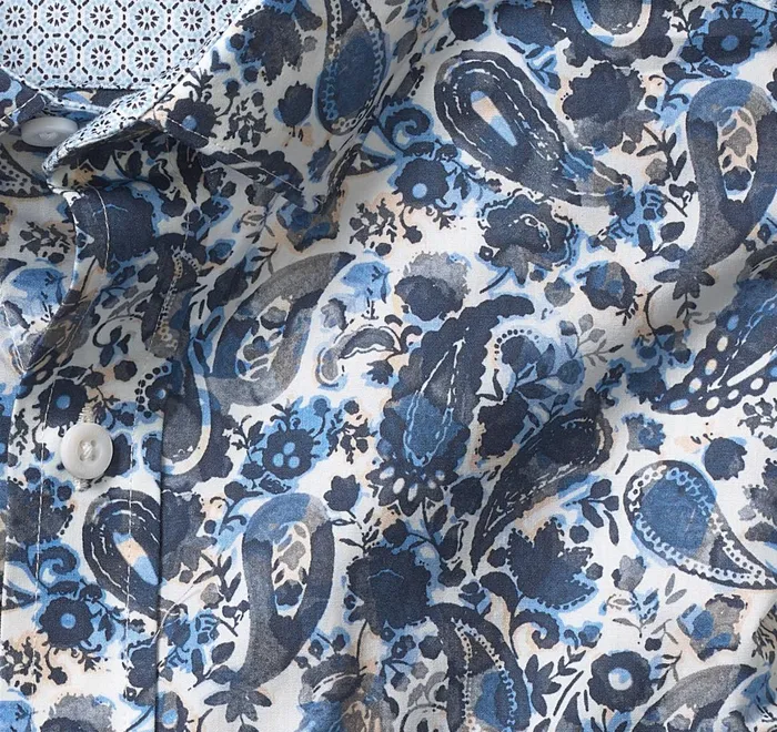 JohnstonandMurphy Shirts Printed Cotton Shirt Blue Watercolor Paisley 8211 Men JohnstonandMurphy Shirts Printed Cotton Shirt Blue Watercolor Paisley 8211 Men