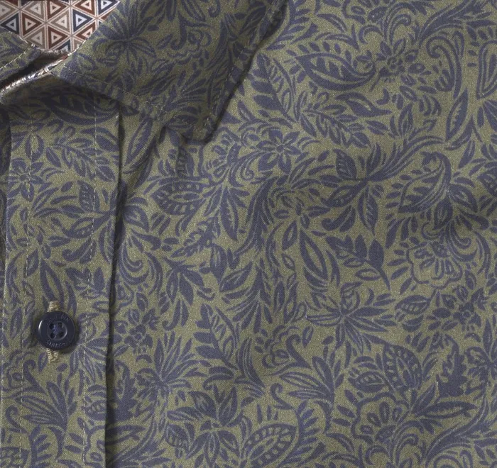 JohnstonandMurphy Shirts Printed Cotton Shirt Olive Foliage 8211 Men JohnstonandMurphy Shirts Printed Cotton Shirt Olive Foliage 8211 Men