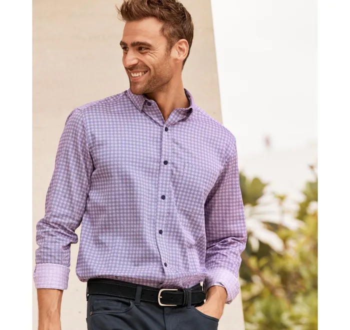 JohnstonandMurphy Shirts Printed Cotton Shirt Pink Diamond 8211 Men JohnstonandMurphy Shirts Printed Cotton Shirt Pink Diamond 8211 Men