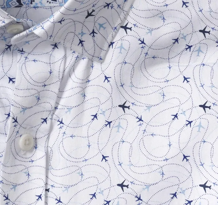 JohnstonandMurphy Shirts Printed Cotton Shirt White Airplane 8211 Men JohnstonandMurphy Shirts Printed Cotton Shirt White Airplane 8211 Men