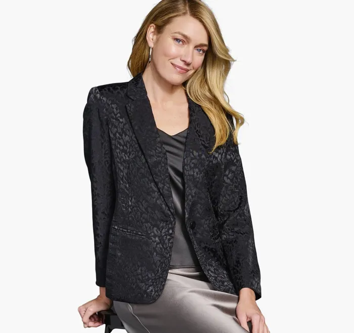 JohnstonandMurphy Shirts Sweaters and Blazers Animal Jacquard Blazer Black 8211 Women JohnstonandMurphy Shirts Sweaters and Blazers Animal Jacquard Blazer Black 8211 Women