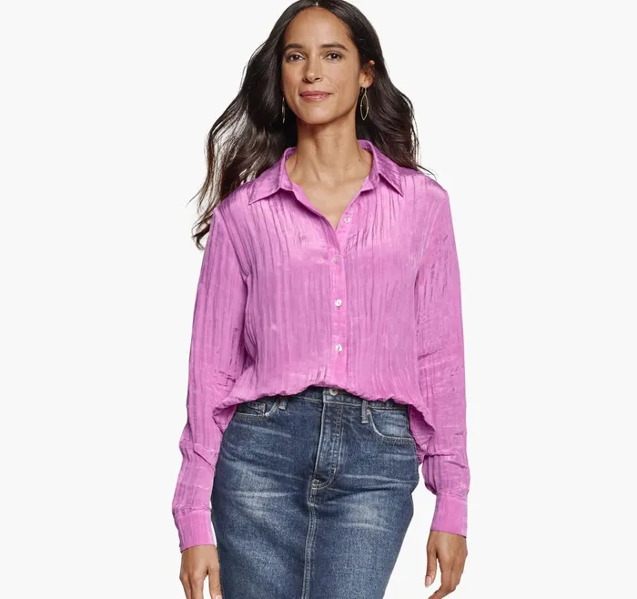 JohnstonandMurphy Shirts Sweaters and Blazers Crinkle ButtonFront Shirt Light Pink 8211 Women JohnstonandMurphy Shirts Sweaters and Blazers Crinkle ButtonFront Shirt Light Pink 8211 Women