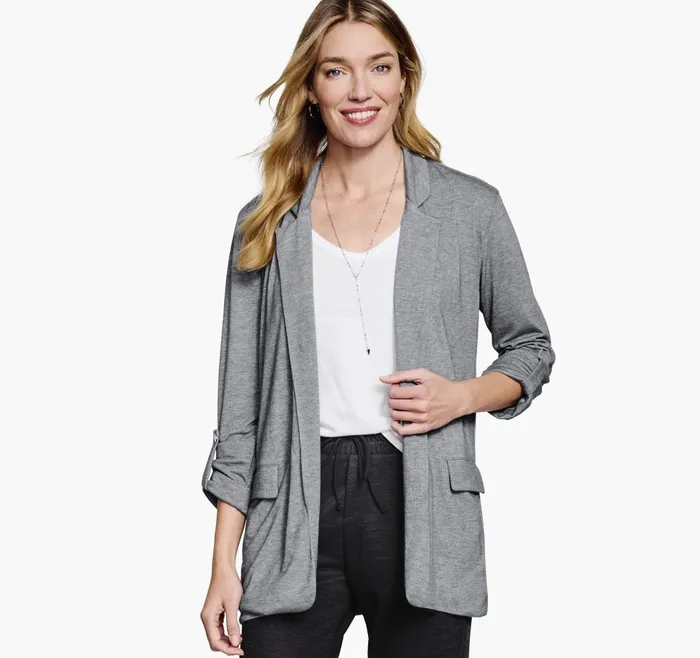 JohnstonandMurphy Shirts Sweaters and Blazers Mlange Knit Blazer Charcoal 8211 Women JohnstonandMurphy Shirts Sweaters and Blazers Mlange Knit Blazer Charcoal 8211 Women