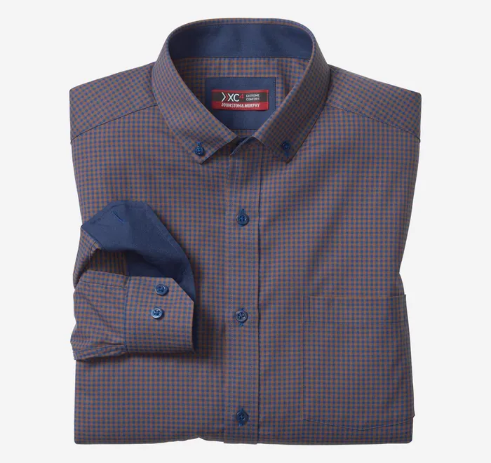 JohnstonandMurphy Shirts Xc4 LongSleeve StretchWoven Shirt Brownnavy Gingham 8211 Men JohnstonandMurphy Shirts Xc4 LongSleeve StretchWoven Shirt Brownnavy Gingham 8211 Men