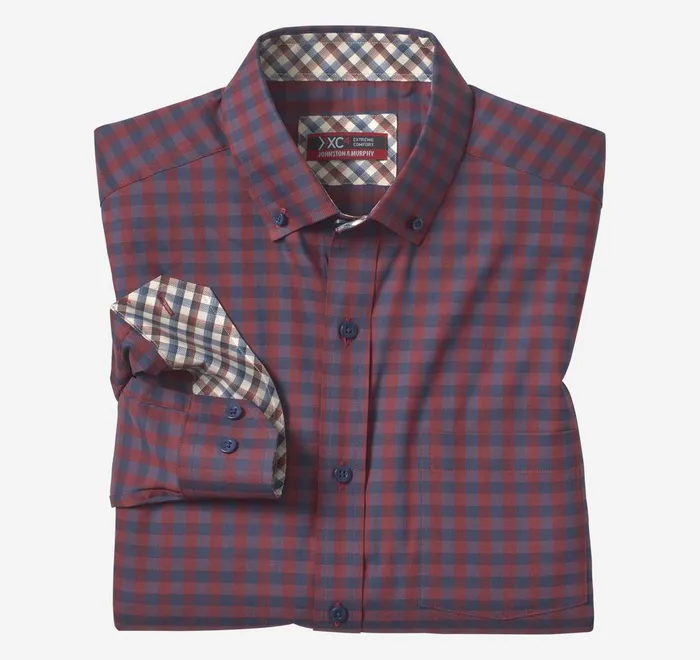 JohnstonandMurphy Shirts Xc4 Sport LongSleeve Shirt Red 8211 Men