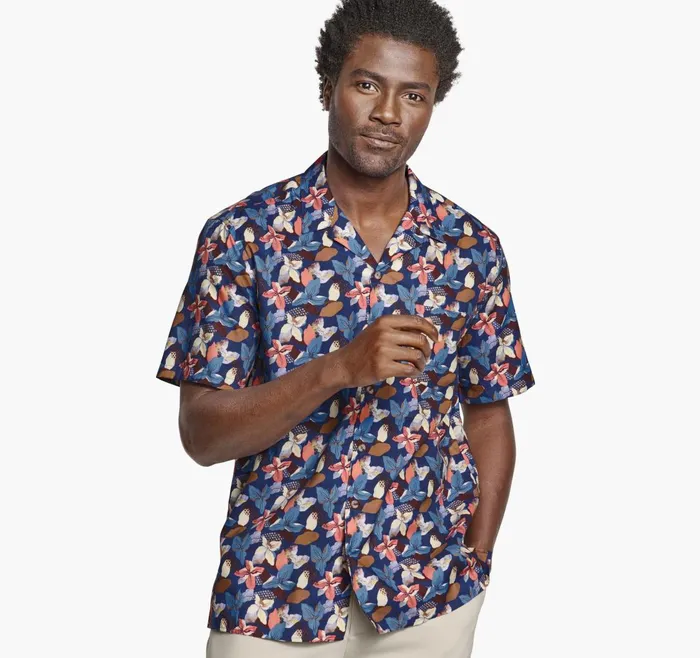 JohnstonandMurphy ShortSleeve Shirts Camp Shirt Navy Abstract Floral 8211 Men JohnstonandMurphy ShortSleeve Shirts Camp Shirt Navy Abstract Floral 8211 Men