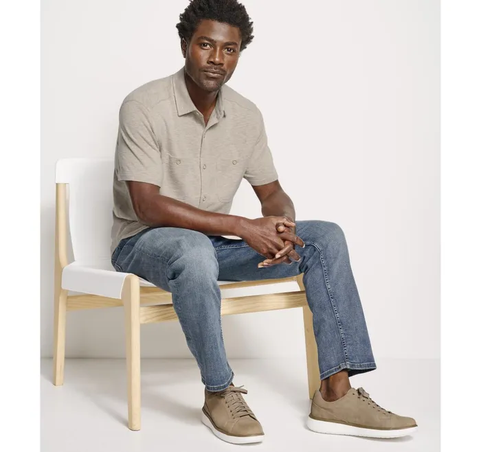 JohnstonandMurphy ShortSleeve Shirts Double Pocket Knit Shirt Sand 8211 Men JohnstonandMurphy ShortSleeve Shirts Double Pocket Knit Shirt Sand 8211 Men