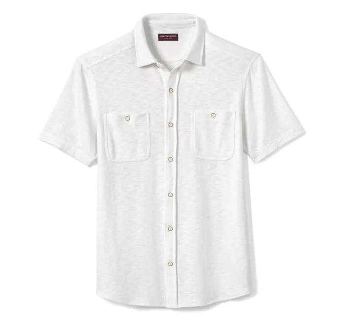 JohnstonandMurphy ShortSleeve Shirts Double Pocket Knit Shirt White 8211 Men JohnstonandMurphy ShortSleeve Shirts Double Pocket Knit Shirt White 8211 Men