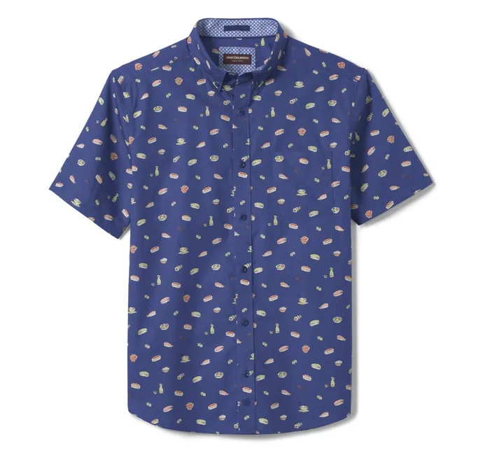 JohnstonandMurphy ShortSleeve Shirts Printed Cotton ShortSleeve Shirt Navy Sushi 8211 Men JohnstonandMurphy ShortSleeve Shirts Printed Cotton ShortSleeve Shirt Navy Sushi 8211 Men
