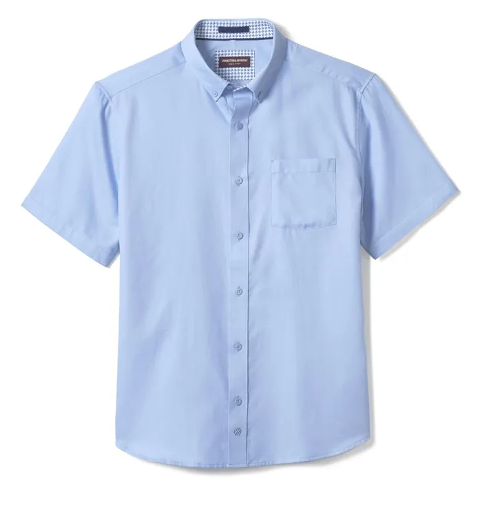 JohnstonandMurphy ShortSleeve Shirts Textured Cotton ShortSleeve Shirt Blue Solid 8211 Men JohnstonandMurphy ShortSleeve Shirts Textured Cotton ShortSleeve Shirt Blue Solid 8211 Men