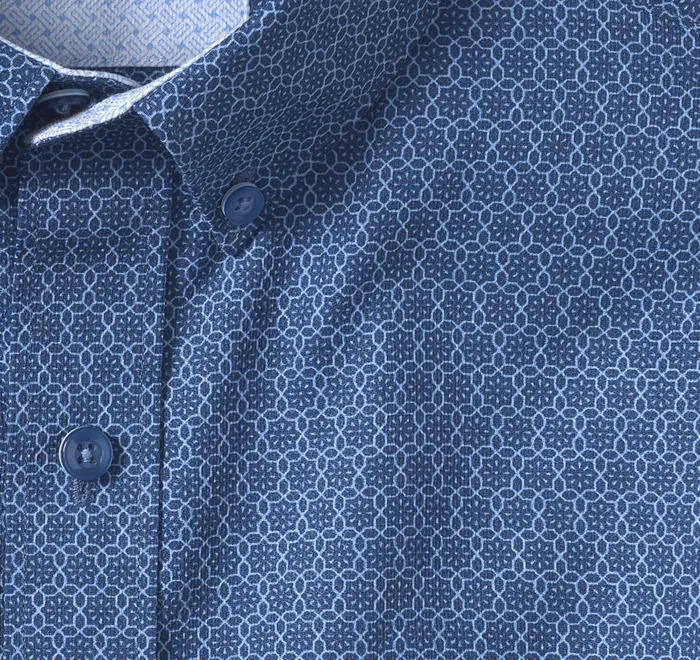 JohnstonandMurphy ShortSleeve Shirts Textured Cotton ShortSleeve Shirt Navy Linked Flower 8211 Men JohnstonandMurphy ShortSleeve Shirts Textured Cotton ShortSleeve Shirt Navy Linked Flower 8211 Men