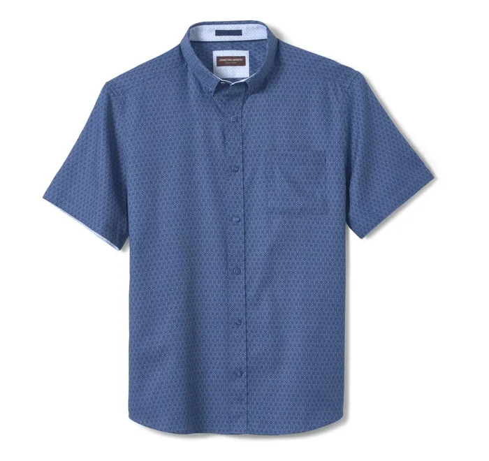 JohnstonandMurphy ShortSleeve Shirts Textured Cotton ShortSleeve Shirt Navy Linked Flower 8211 Men JohnstonandMurphy ShortSleeve Shirts Textured Cotton ShortSleeve Shirt Navy Linked Flower 8211 Men