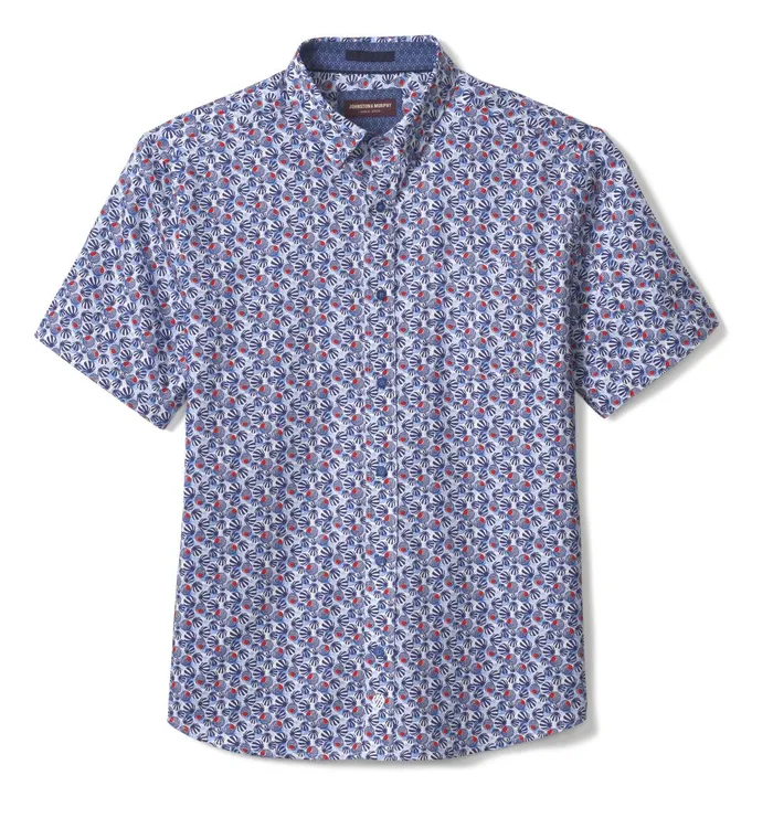 JohnstonandMurphy ShortSleeve Shirts Textured Cotton ShortSleeve Shirt Navyred Mod Circle 8211 Men JohnstonandMurphy ShortSleeve Shirts Textured Cotton ShortSleeve Shirt Navyred Mod Circle 8211 Men