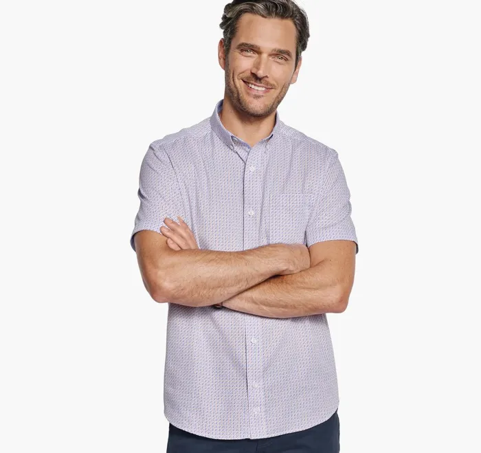 JohnstonandMurphy ShortSleeve Shirts Textured Cotton ShortSleeve Shirt Orange Triangle Dot 8211 Men JohnstonandMurphy ShortSleeve Shirts Textured Cotton ShortSleeve Shirt Orange Triangle Dot 8211 Men