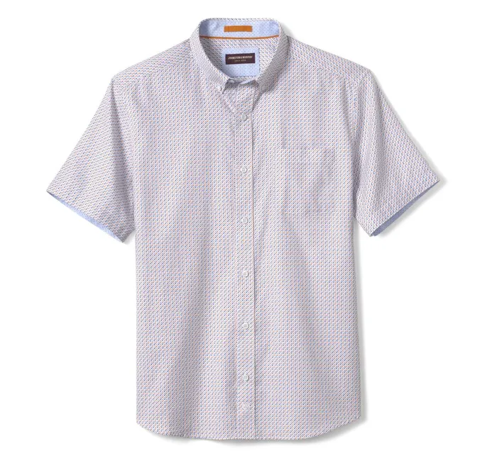 JohnstonandMurphy ShortSleeve Shirts Textured Cotton ShortSleeve Shirt Orange Triangle Dot 8211 Men JohnstonandMurphy ShortSleeve Shirts Textured Cotton ShortSleeve Shirt Orange Triangle Dot 8211 Men