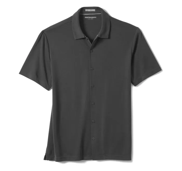 JohnstonandMurphy ShortSleeve Shirts Vintage Birdseye ButtonFront Shirt Black 8211 Men JohnstonandMurphy ShortSleeve Shirts Vintage Birdseye ButtonFront Shirt Black 8211 Men