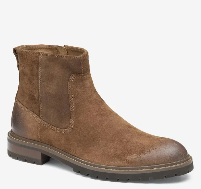 JohnstonandMurphy SlipOns and Loafers Barrett Zip Boot Brown Waxed Suede 8211 Men
