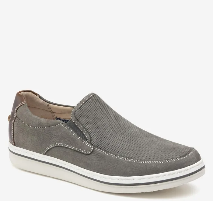 JohnstonandMurphy SlipOns and Loafers Bowling Moc Venetian Gray Embossed Tumbled Nubuck 8211 Men JohnstonandMurphy SlipOns and Loafers Bowling Moc Venetian Gray Embossed Tumbled Nubuck 8211 Men