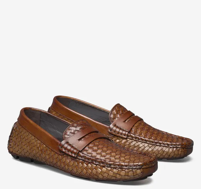 JohnstonandMurphy SlipOns and Loafers Dayton Woven Penny Loafer Brown Italian Calfskin 8211 Men JohnstonandMurphy SlipOns and Loafers Dayton Woven Penny Loafer Brown Italian Calfskin 8211 Men
