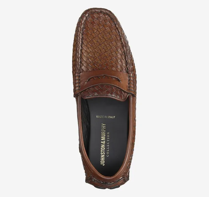 JohnstonandMurphy SlipOns and Loafers Dayton Woven Penny Loafer Brown Italian Calfskin 8211 Men JohnstonandMurphy SlipOns and Loafers Dayton Woven Penny Loafer Brown Italian Calfskin 8211 Men