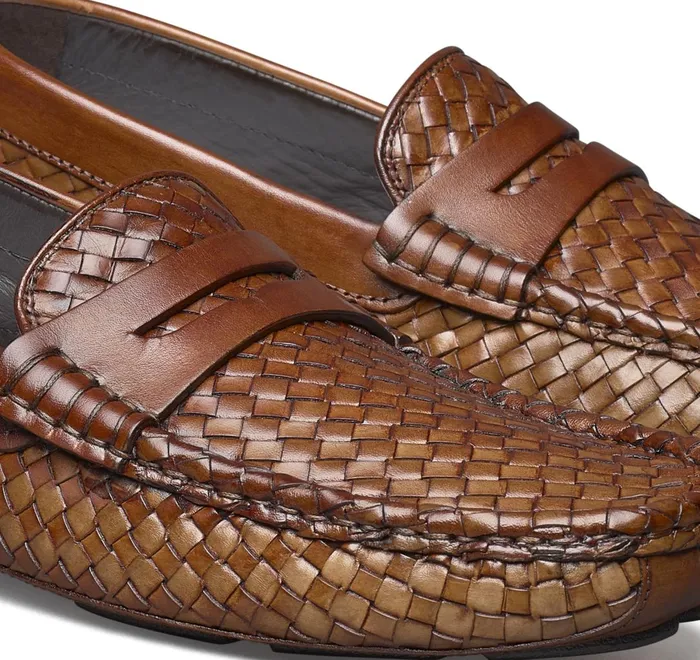 JohnstonandMurphy SlipOns and Loafers Dayton Woven Penny Loafer Brown Italian Calfskin 8211 Men JohnstonandMurphy SlipOns and Loafers Dayton Woven Penny Loafer Brown Italian Calfskin 8211 Men