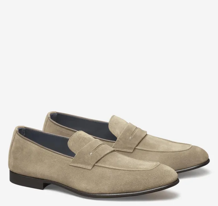 JohnstonandMurphy SlipOns and Loafers Taylor Penny Loafer Taupe Italian Suede 8211 Men JohnstonandMurphy SlipOns and Loafers Taylor Penny Loafer Taupe Italian Suede 8211 Men